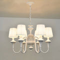 Lustre — Blanc en métal et tissu au design baroque moderne