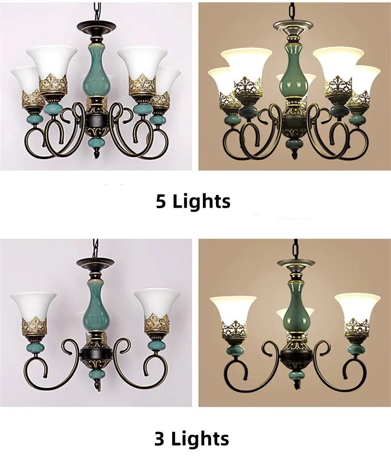Lustre — Classique antique en céramique et verre vintage
