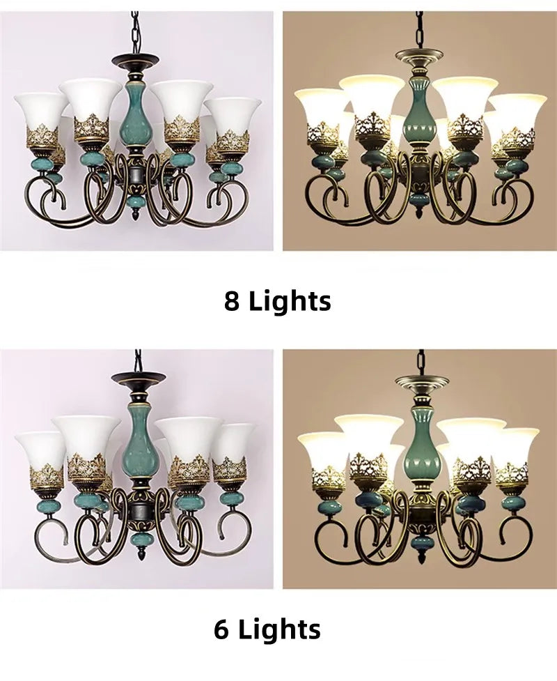 Lustre — Classique antique en céramique et verre vintage