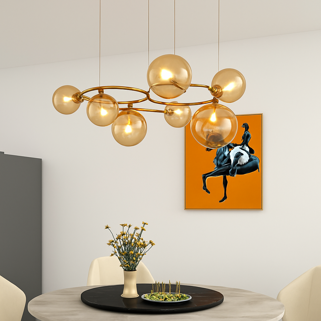 Suspension — De luxe artistique en verre fumé suspension lampe