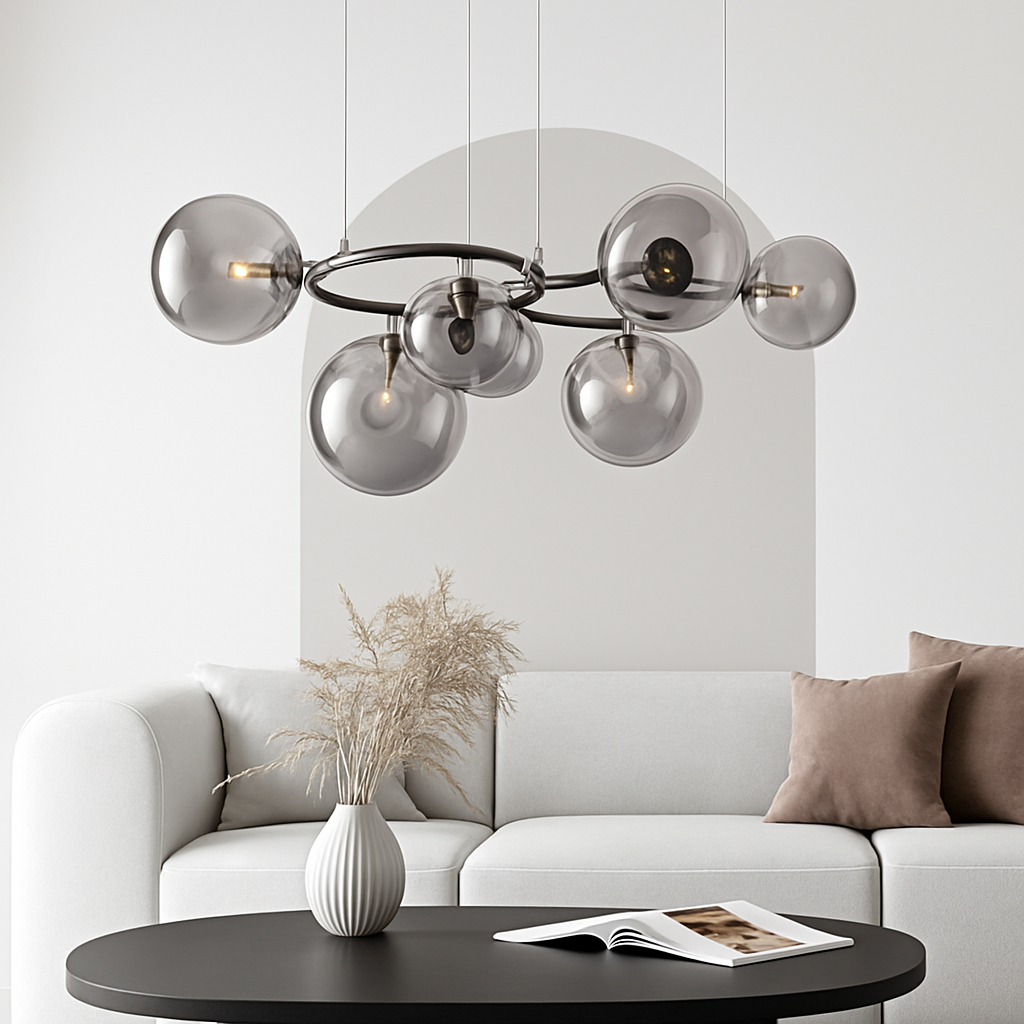 Suspension — De luxe artistique en verre fumé suspension lampe