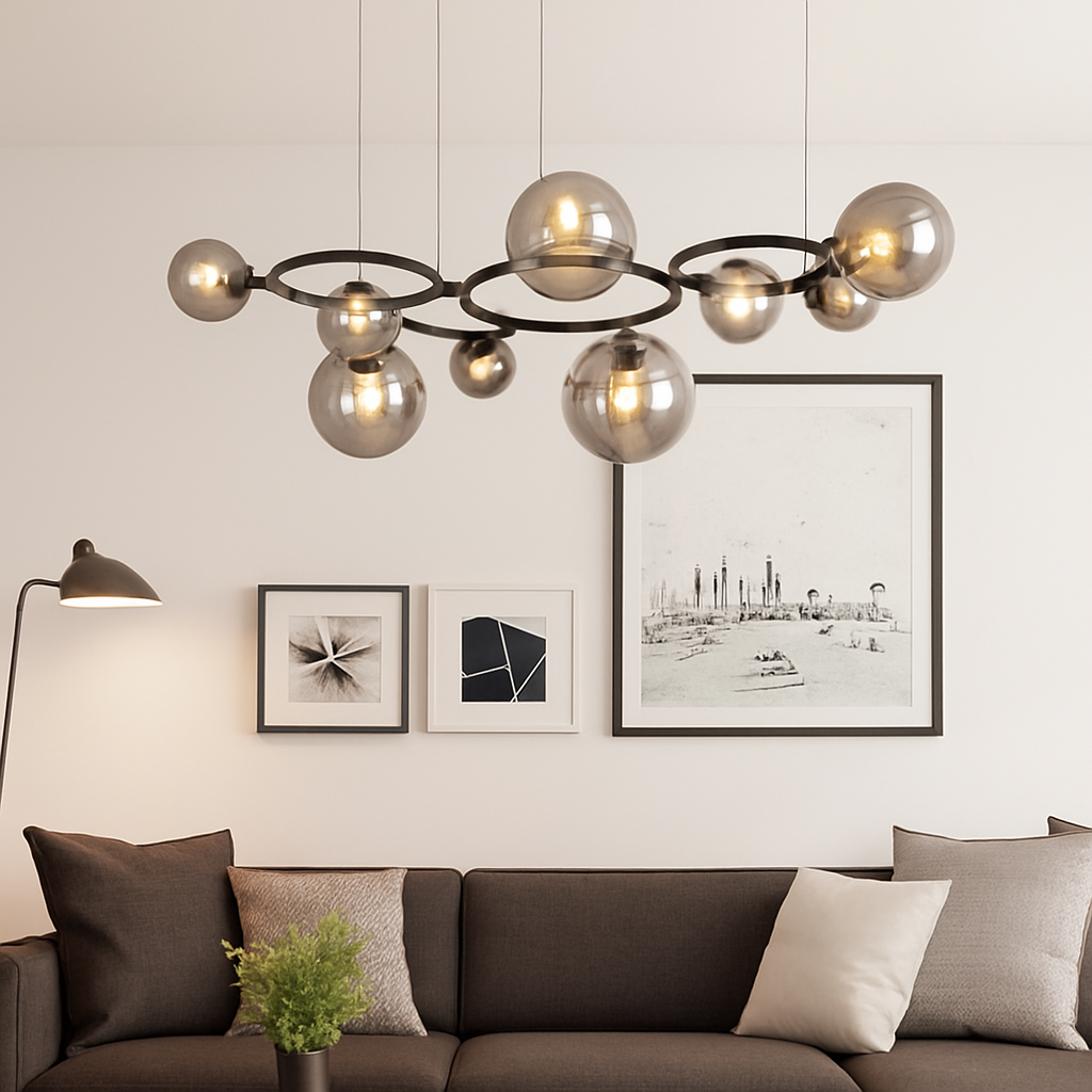 Suspension — De luxe artistique en verre fumé suspension lampe