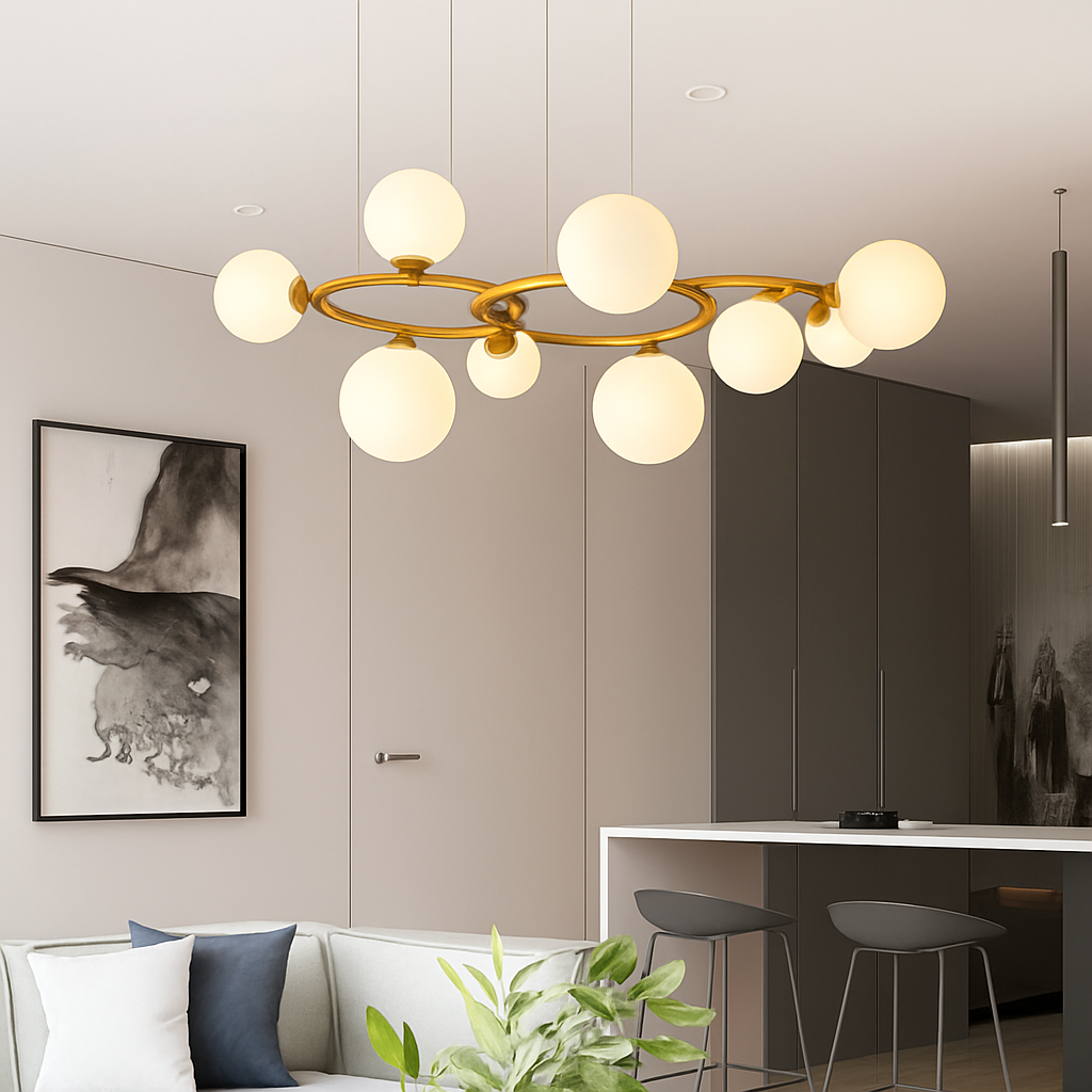 Suspension — De luxe artistique en verre fumé suspension lampe