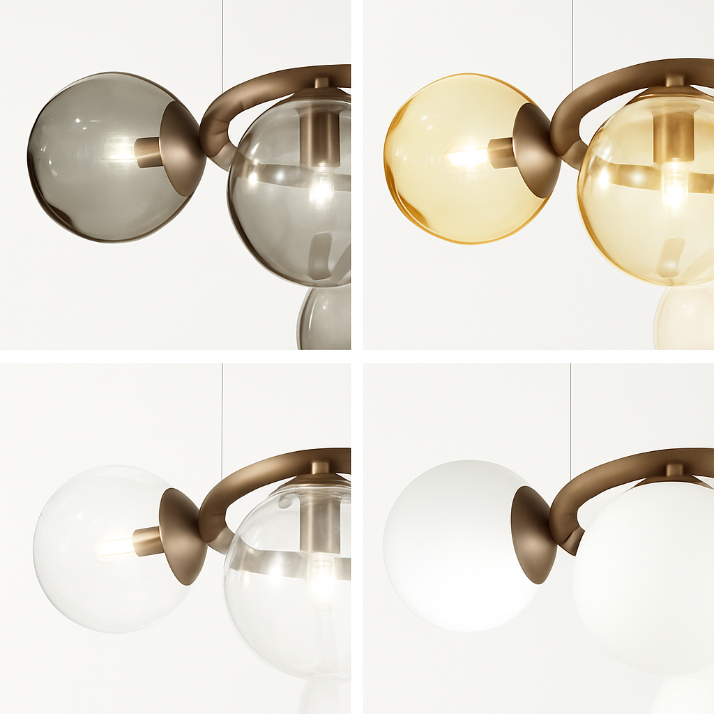 Suspension — De luxe artistique en verre fumé suspension lampe