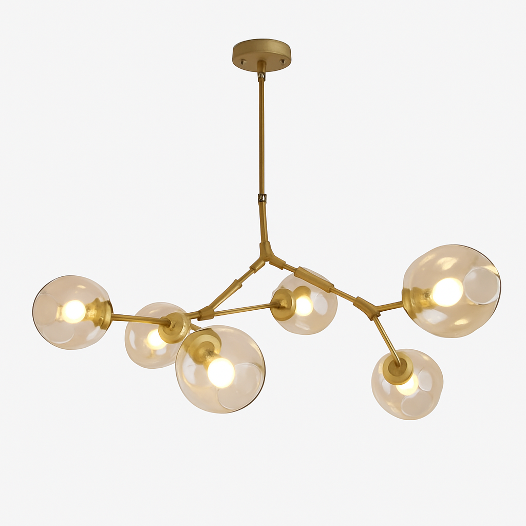 Lustre — Design doré avec boules de verre Lindsey