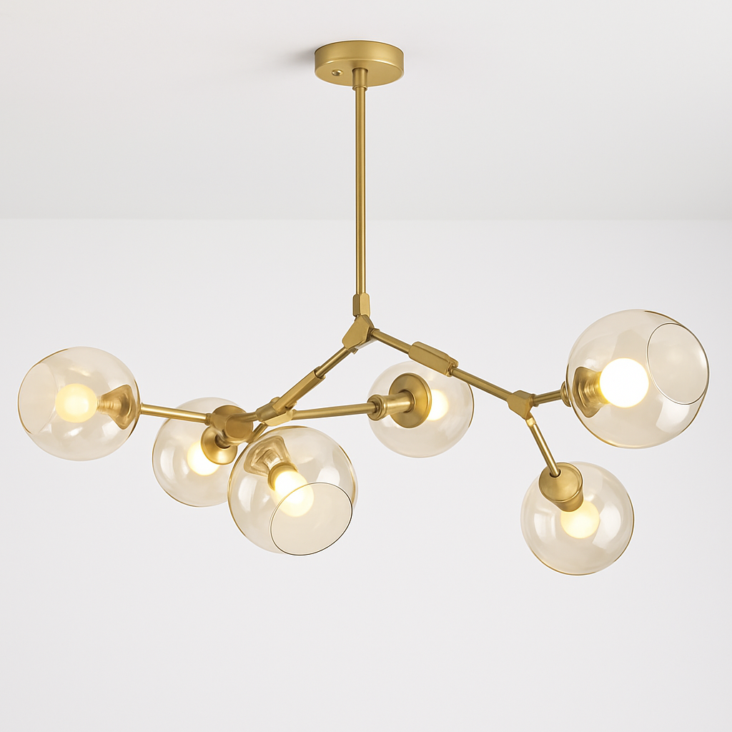 Lustre — Design doré avec boules de verre Lindsey