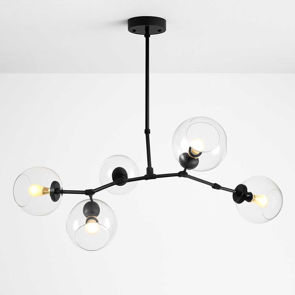 Lustre — Design doré avec boules de verre Lindsey