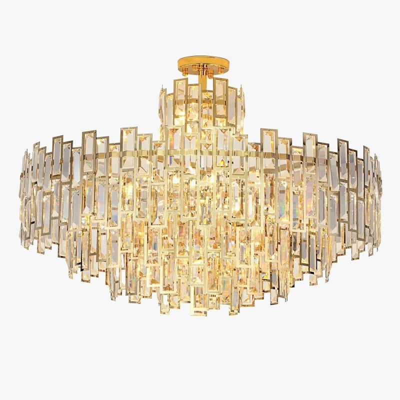 Lustre — Design LED moderne en cristal argenté et doré suspendu