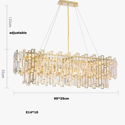 Lustre — Design LED moderne en cristal argenté et doré suspendu