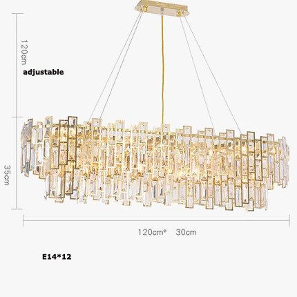 Lustre — Design LED moderne en cristal argenté et doré suspendu