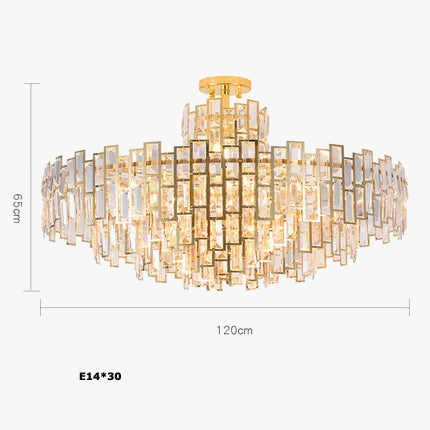 Lustre — Design LED moderne en cristal argenté et doré suspendu