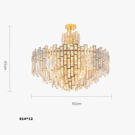 Lustre — Design LED moderne en cristal argenté et doré suspendu