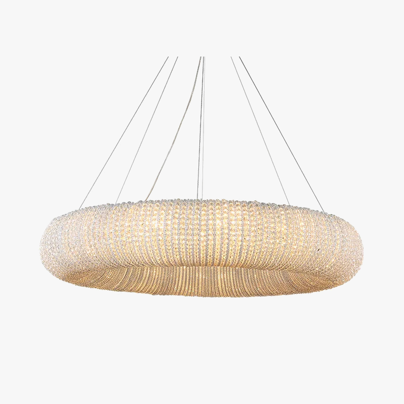 Lustre — Design moderne à LED avec anneau en cristal