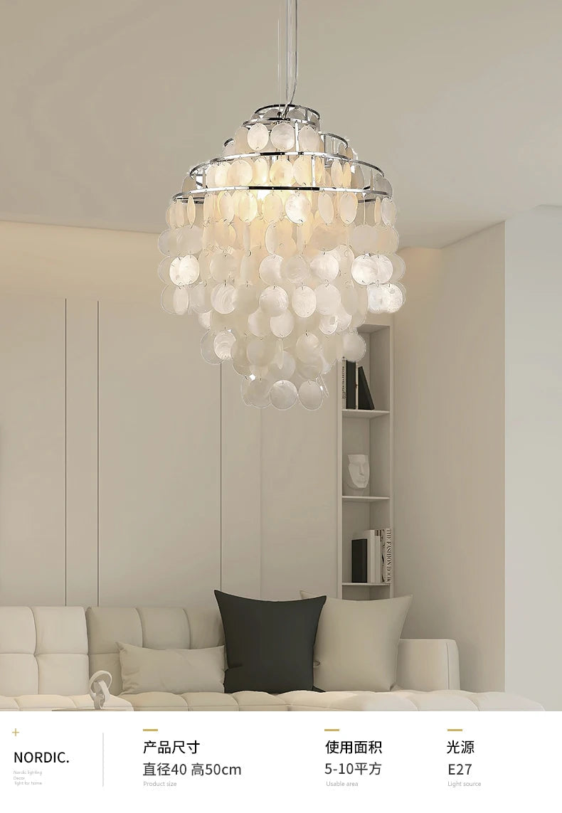Lustre — En coquillage romantique avec carillon éolien style nordique décoratif