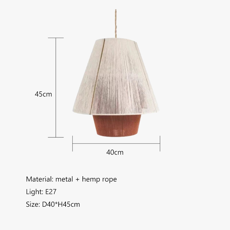Lustre Naturel Gabriel Sillage en Corde de Chanvre et Rotin