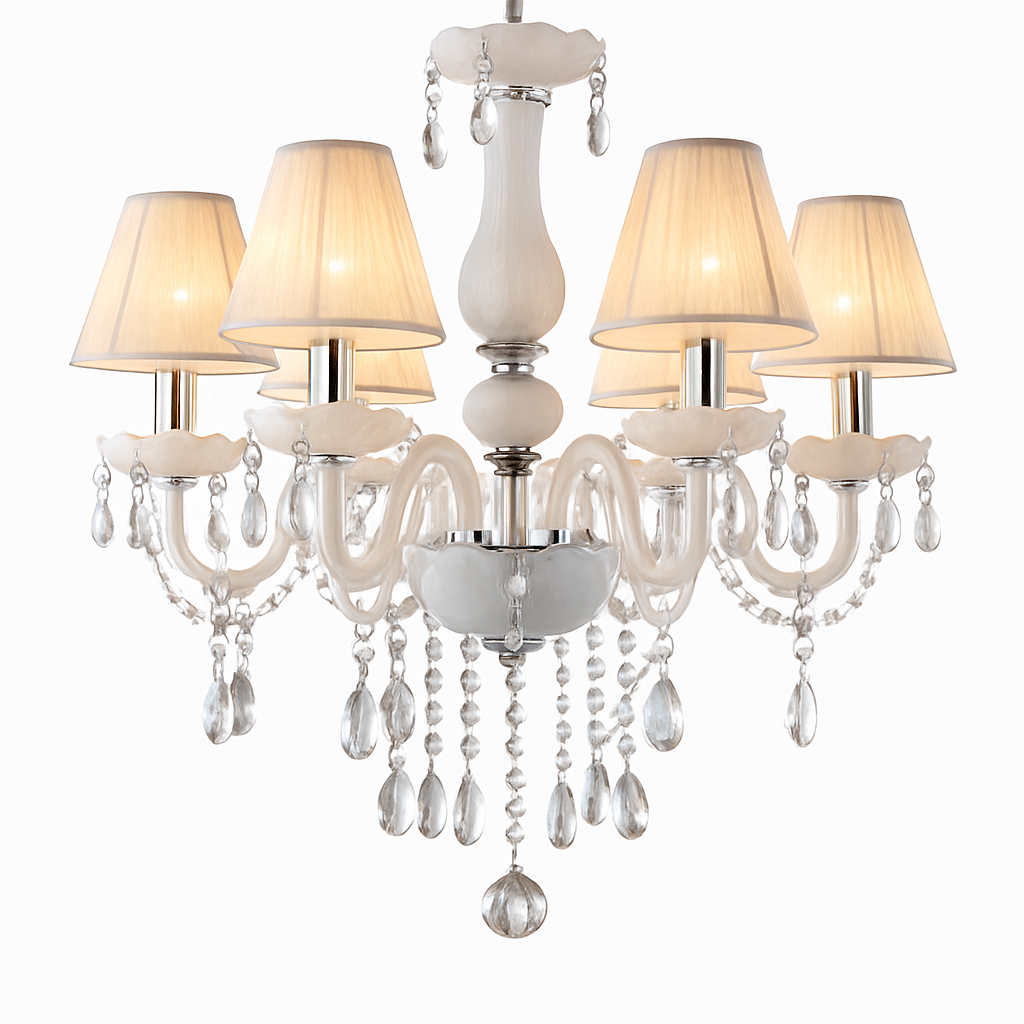 Abat-jour — En cristal chandelier avec abat-jour tissu