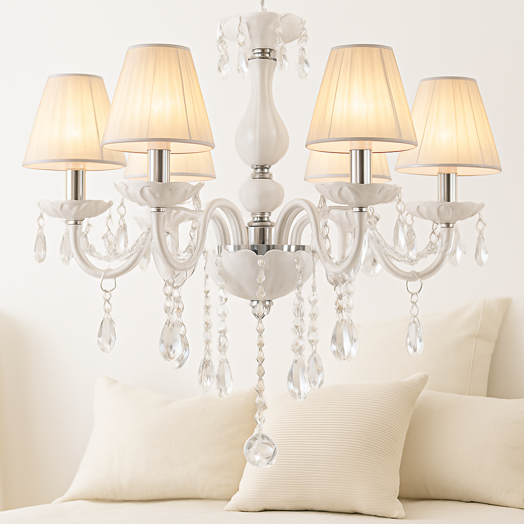Abat-jour — En cristal chandelier avec abat-jour tissu