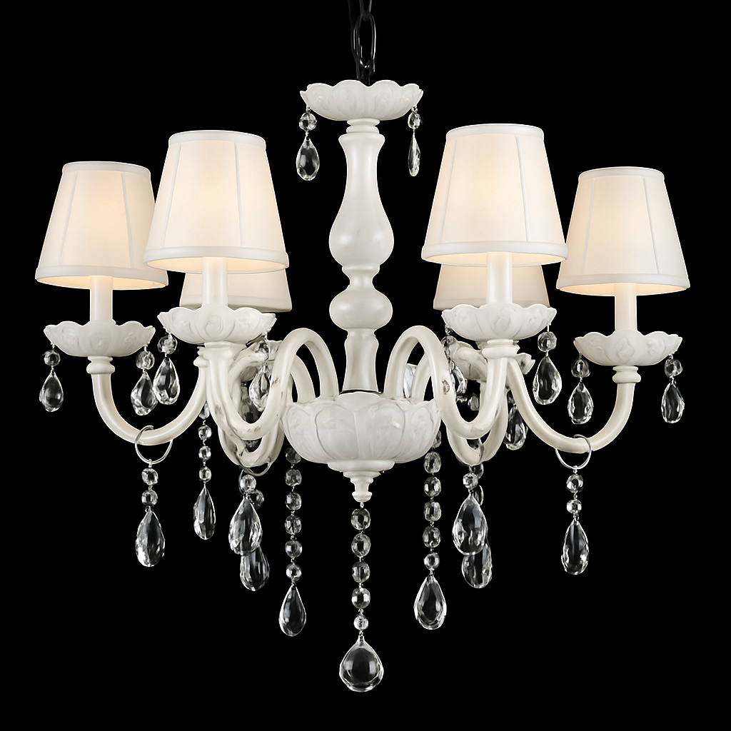 Abat-jour — En cristal chandelier avec abat-jour tissu