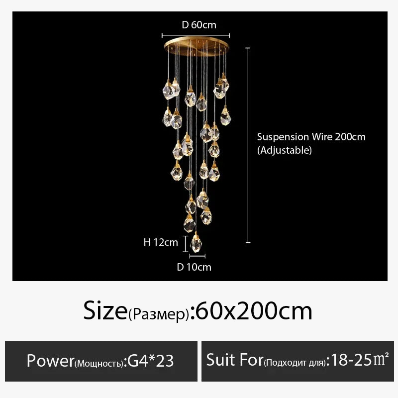 Lustre — En cristal de diamant de luxe escalier grand salon