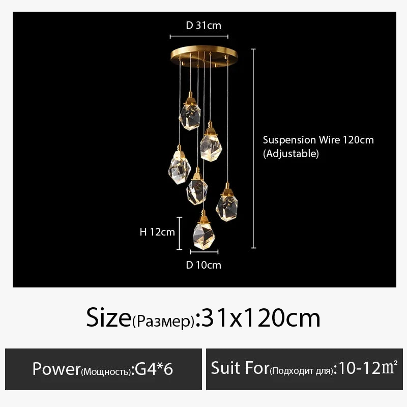 Lustre — En cristal de diamant de luxe escalier grand salon
