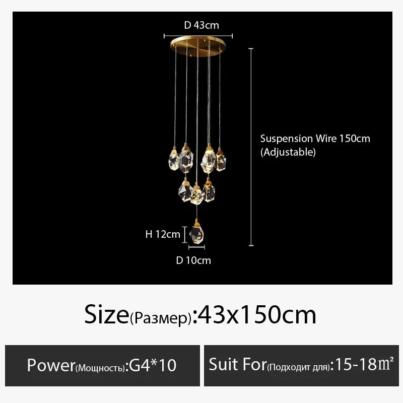 Lustre — En cristal de diamant de luxe escalier grand salon