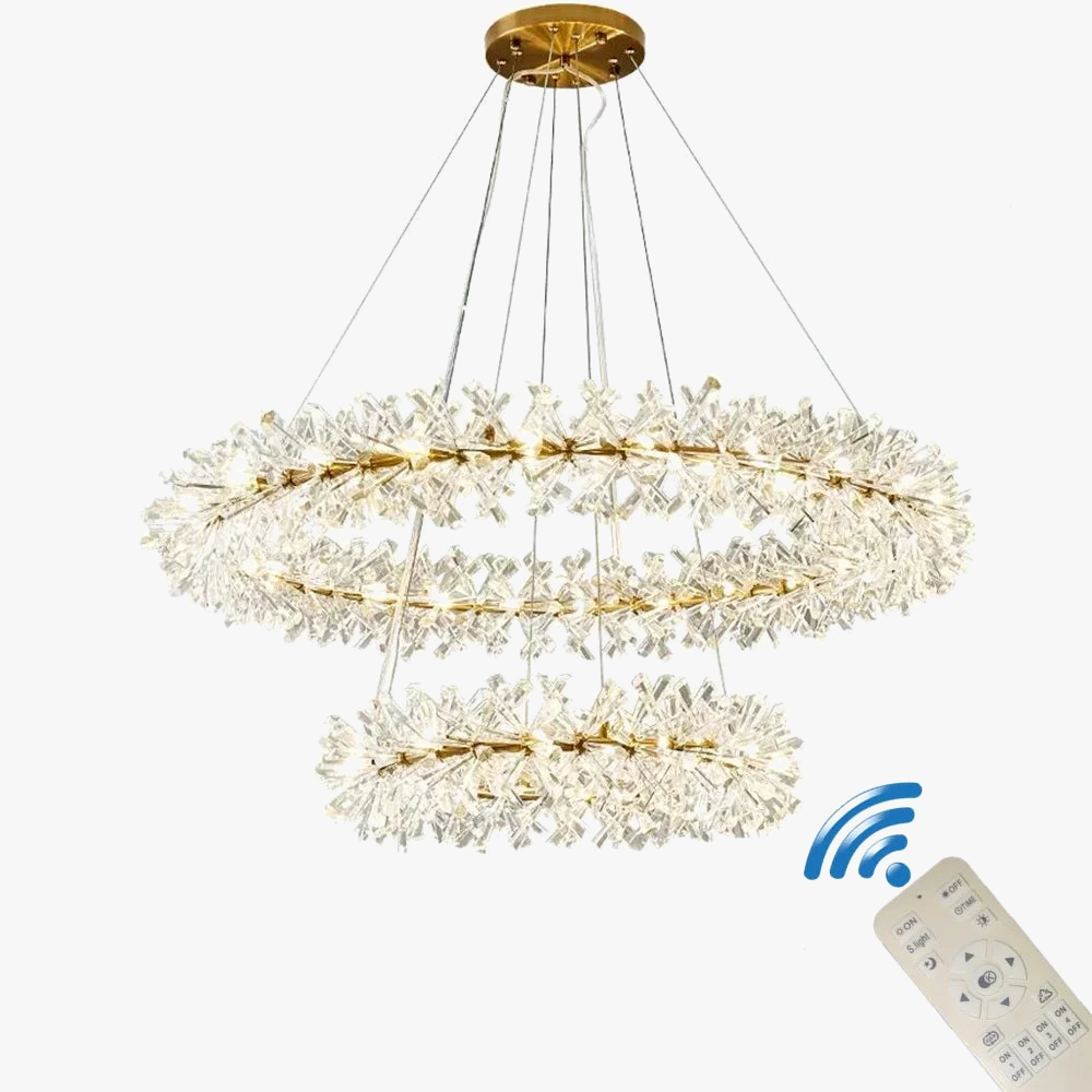Suspension — En cristal de fleur moderne Suspension lustres LED de luxe pour salon 60 80 100 cm anneaux suspendus suspension