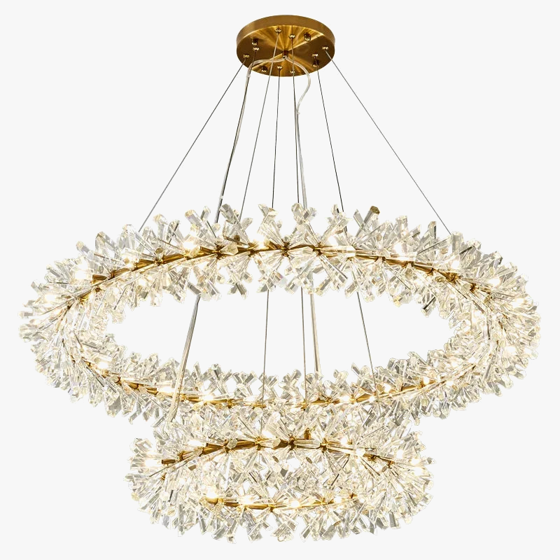Suspension — En cristal de fleur moderne Suspension lustres LED de luxe pour salon 60 80 100 cm anneaux suspendus suspension