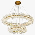 Suspension — En cristal de fleur moderne Suspension lustres LED de luxe pour salon 60 80 100 cm anneaux suspendus suspension
