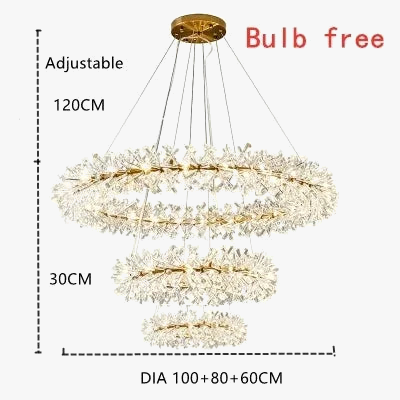 Suspension — En cristal de fleur moderne Suspension lustres LED de luxe pour salon 60 80 100 cm anneaux suspendus suspension