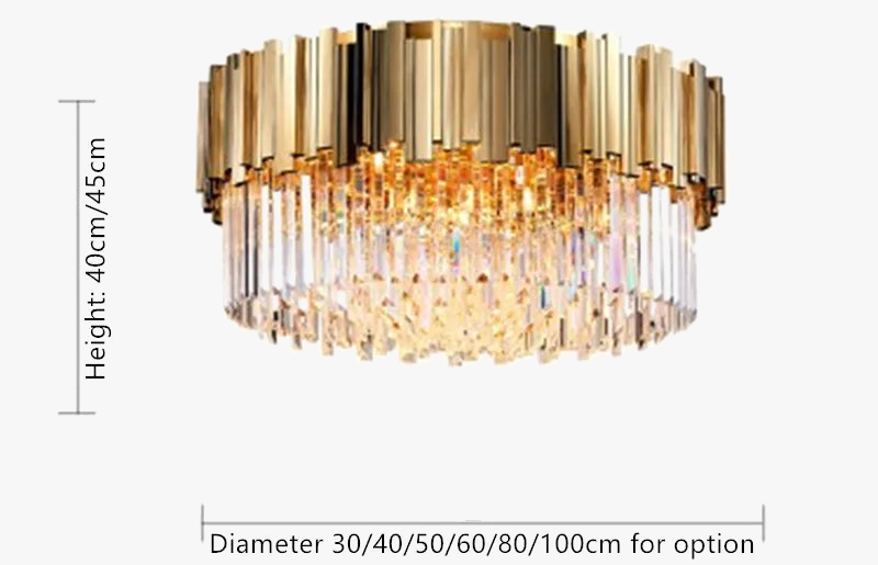Lustre — En cristal doré moderne design pour intérieur élégant