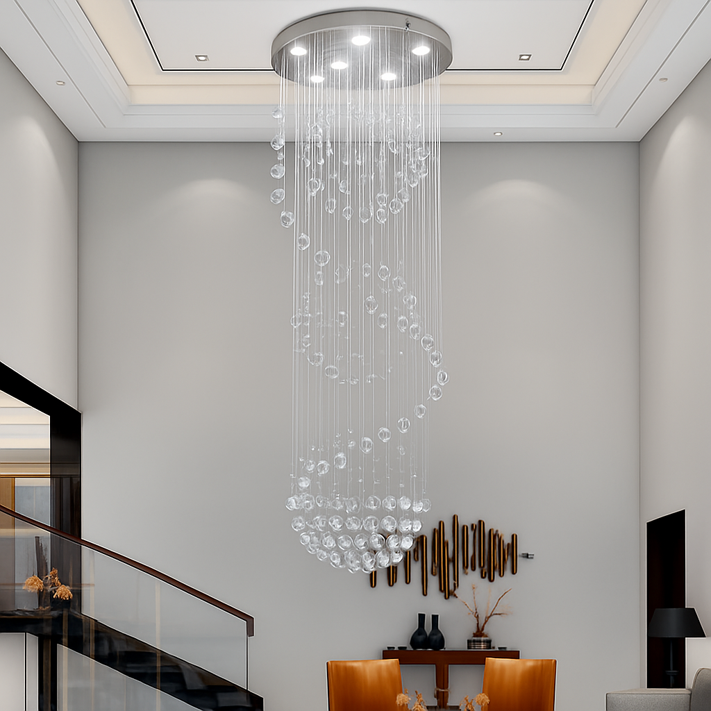 Lustre — En cristal moderne LED boule spirale goutte de pluie k9