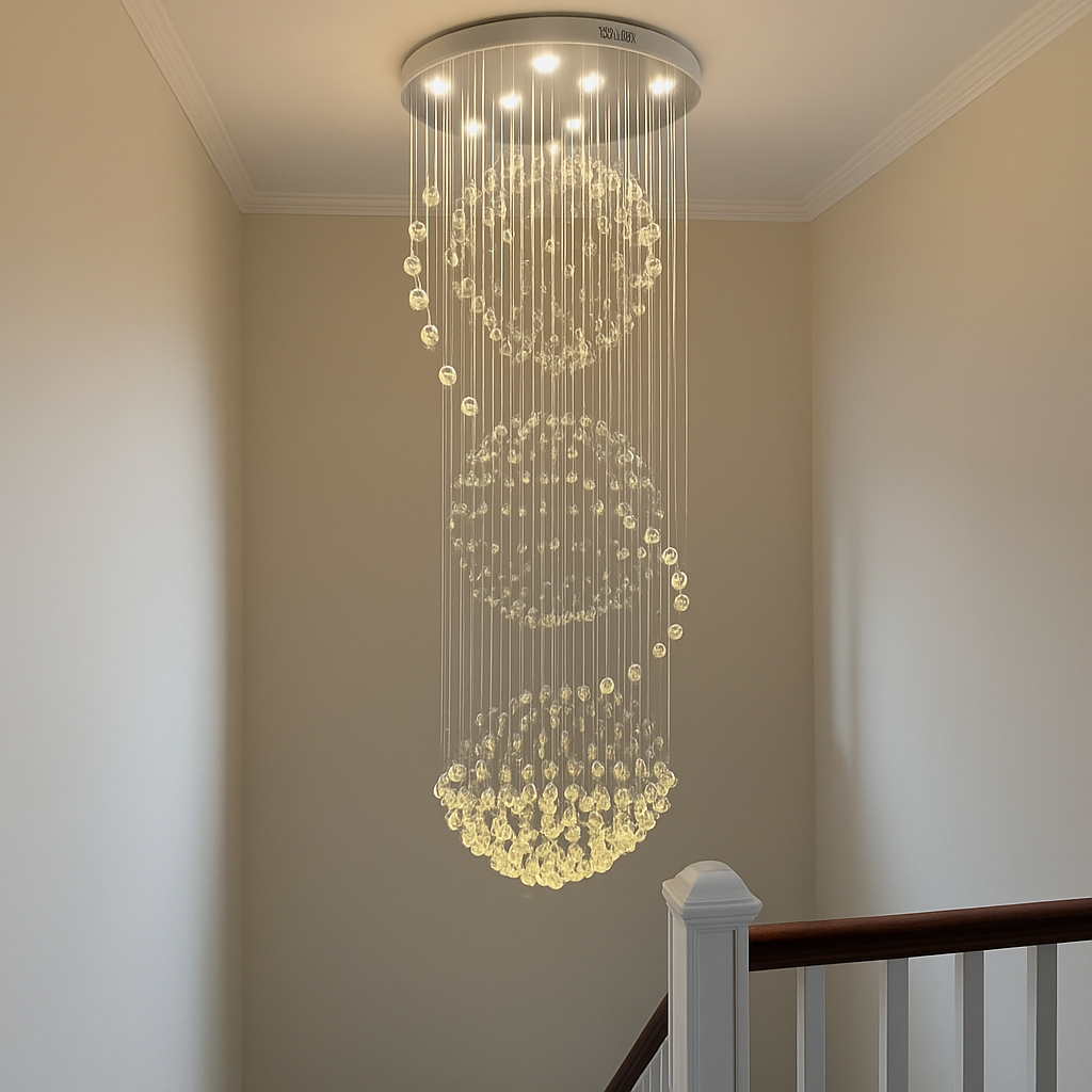Lustre — En cristal moderne LED boule spirale goutte de pluie k9