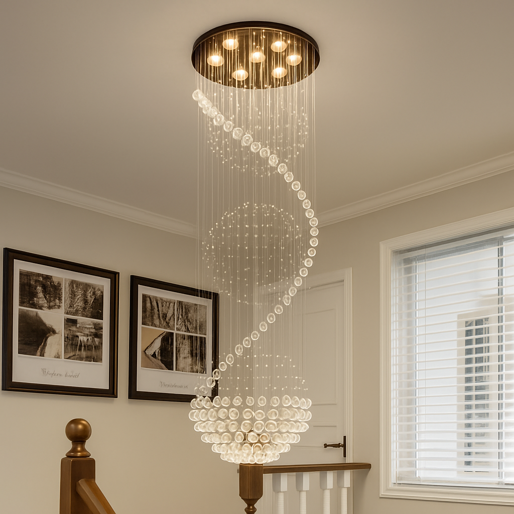 Lustre — En cristal moderne LED boule spirale goutte de pluie k9