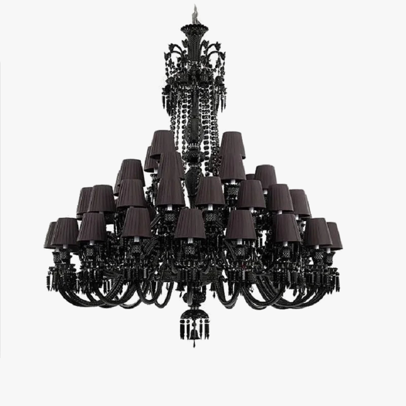 Lustre — En cristal noir européen avec lampe à bougie à LED