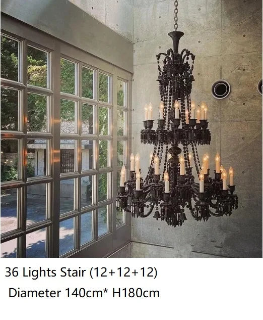 Lustre — En cristal noir européen avec lampe à bougie à LED