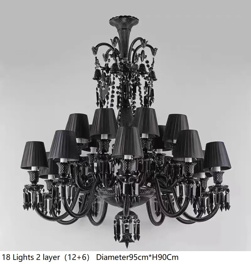 Lustre — En cristal noir européen avec lampe à bougie à LED