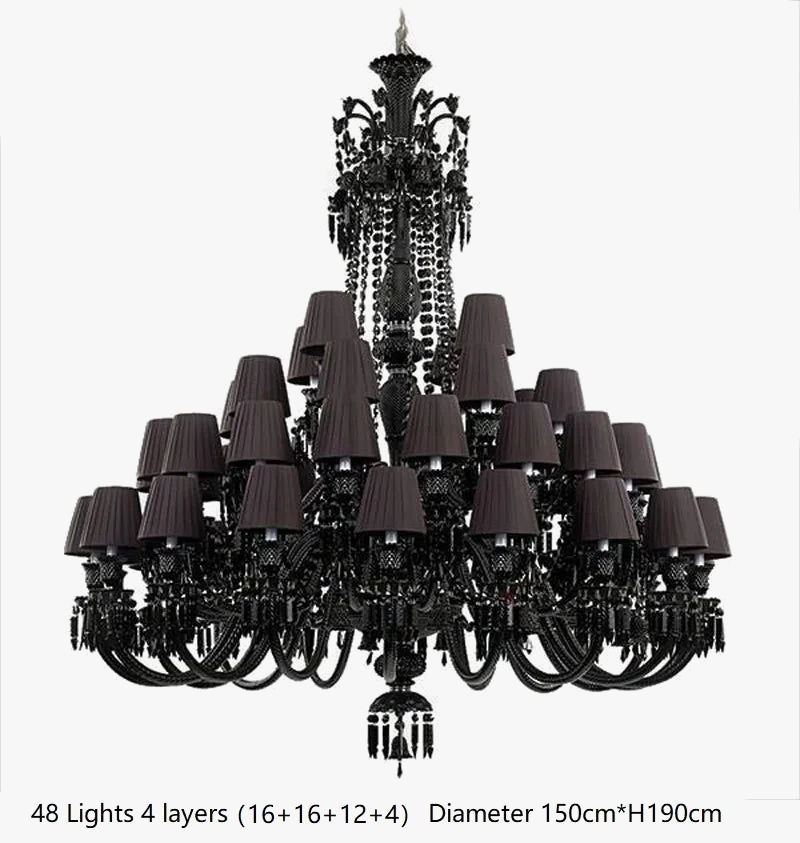 Lustre — En cristal noir européen avec lampe à bougie à LED