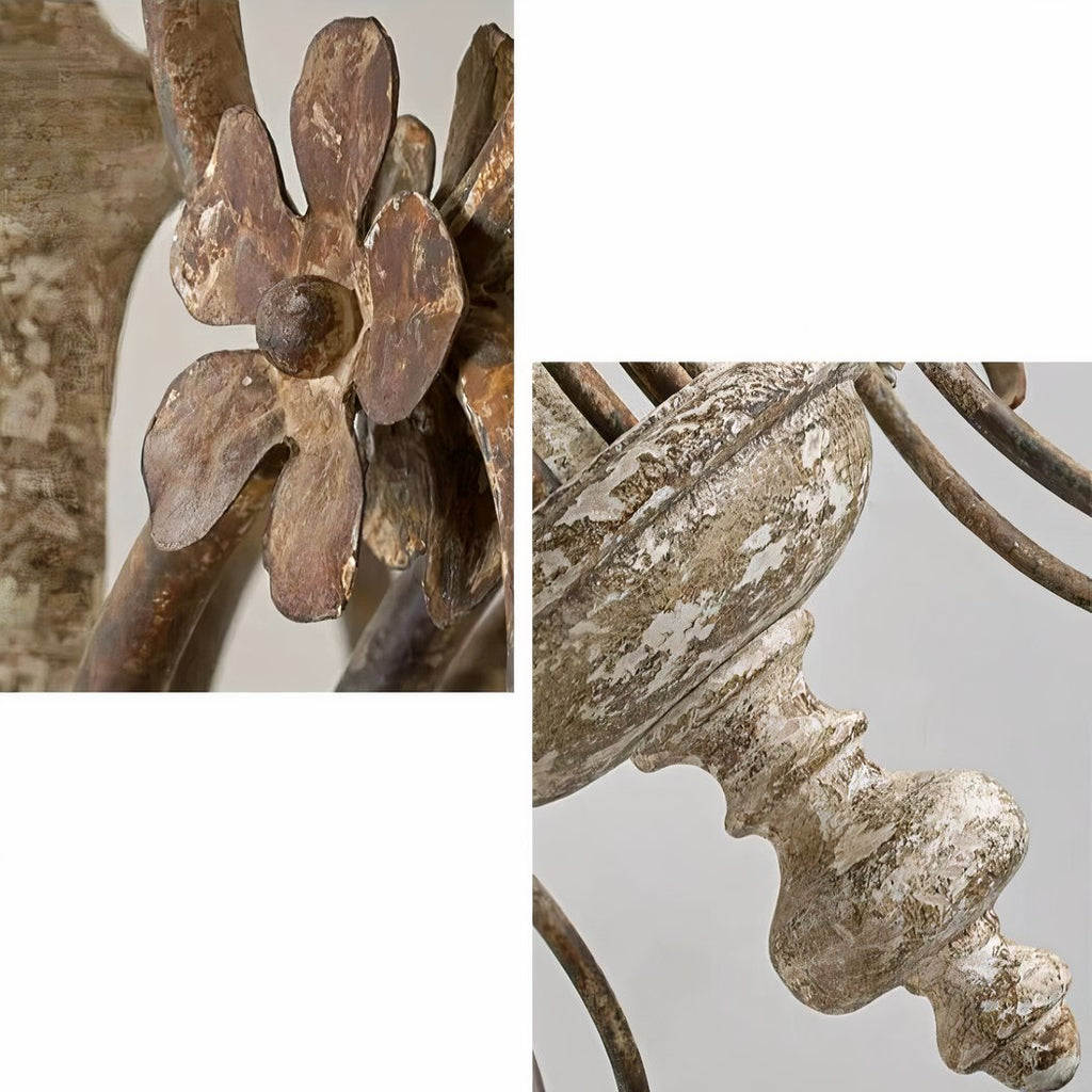 Lustre — En laiton et bois style chandelier à bougies