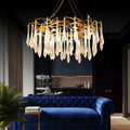 Lustre — Goutte d’eau dorée en cristal au design moderne