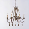 Lustre — Laiton et bois LED style campagnard gris