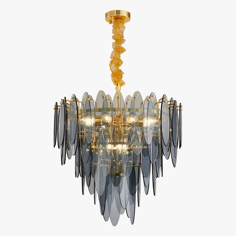 Lustre — LED art déco en fer et verre design élégant pour éclairage moderne