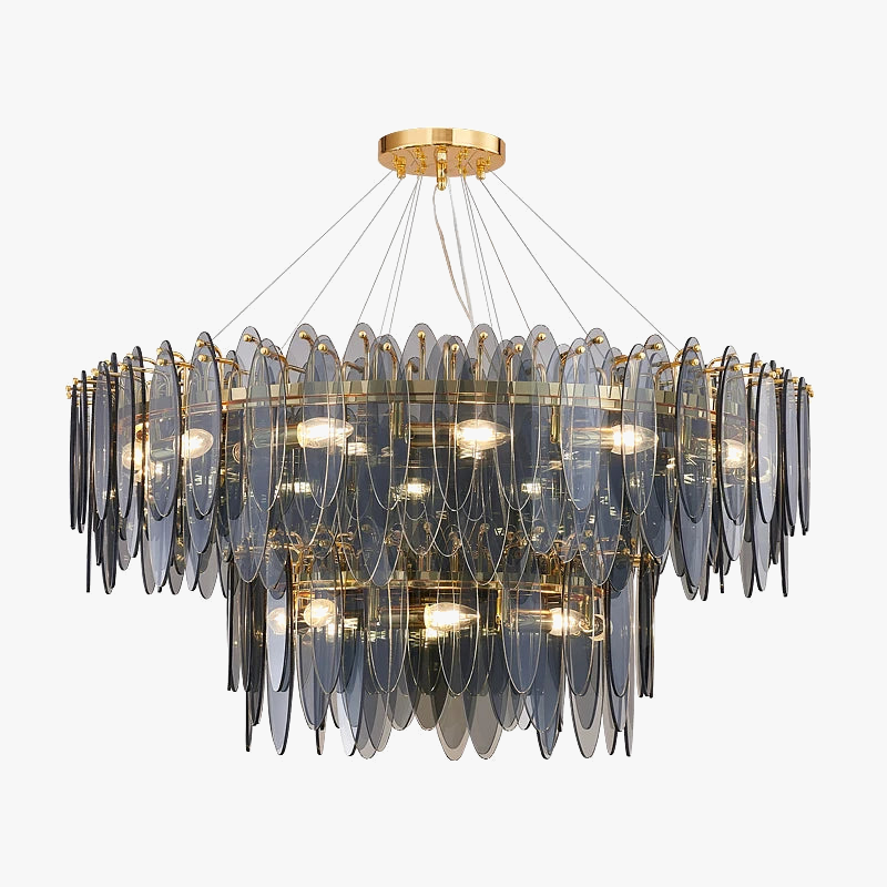 Lustre — LED art déco en fer et verre design élégant pour éclairage moderne