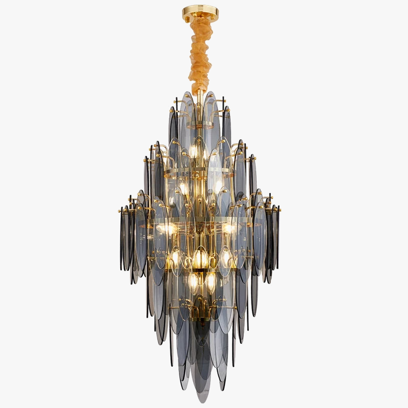 Lustre — LED art déco en fer et verre design élégant pour éclairage moderne