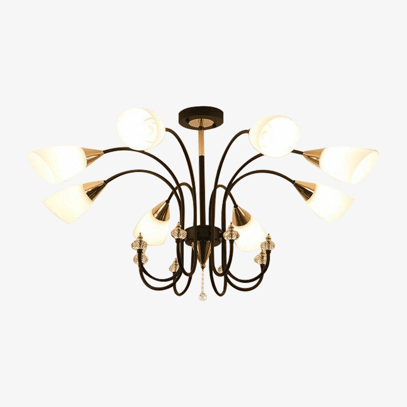 Lustre — LED avec bras arrondis et lampes en verre Room