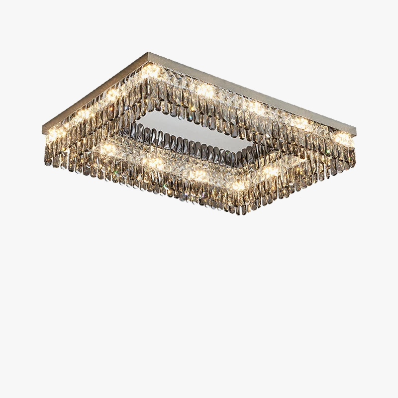 Lustre — LED dimmable rond rectangulaire en cristal