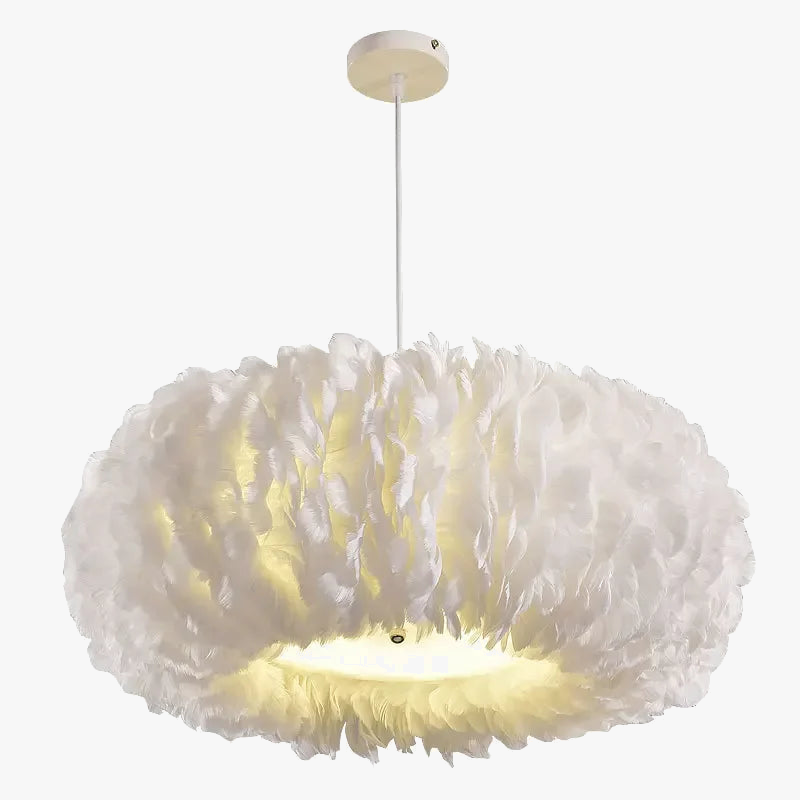 lustre led moderne avec décoration en plume pour intérieur