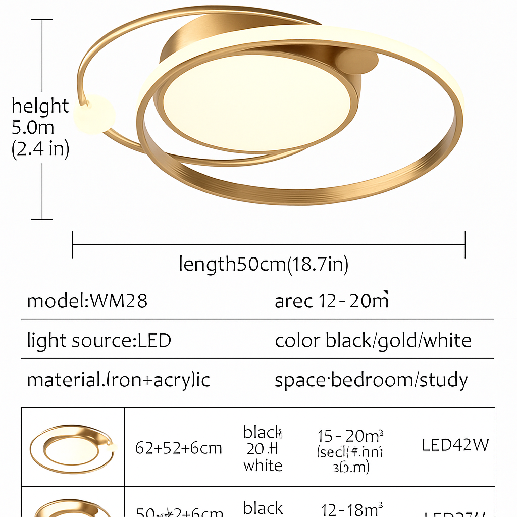 Lustre Led moderne plafonniers simples chambre chevet cuisine plafonnier étude éclairage intérieur à intensité variable Roxane Orée - Esprit Contemporain & Décor Élégant