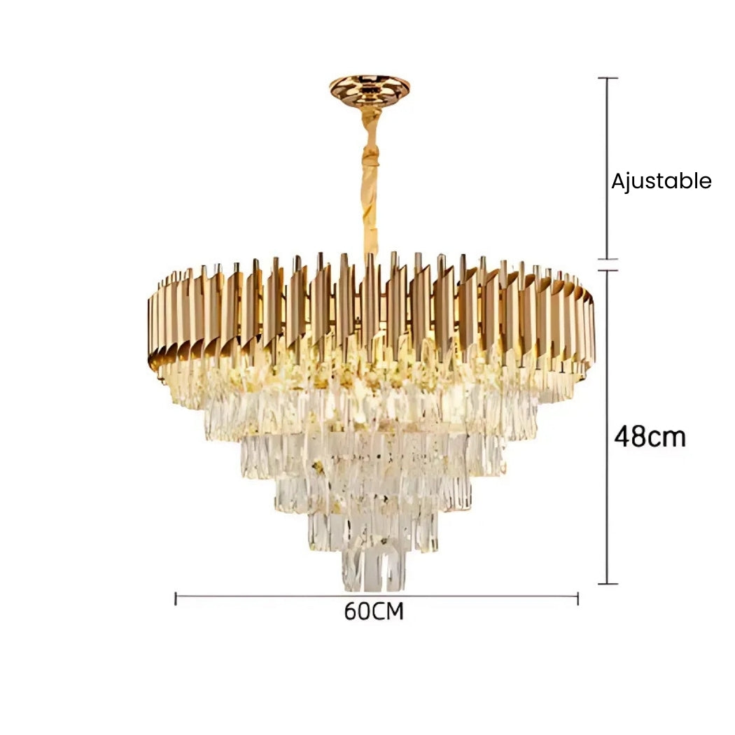 Schéma des dimensions du lustre Lionel à pampilles de cristal, largeur de 60 cm