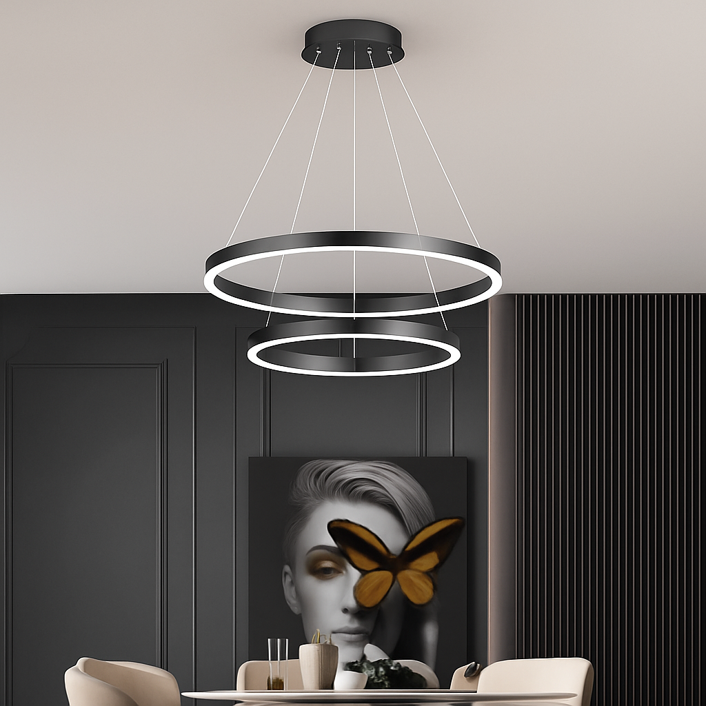 Lustre — Moderne à anneaux ronds en LED pour décoration intérieure