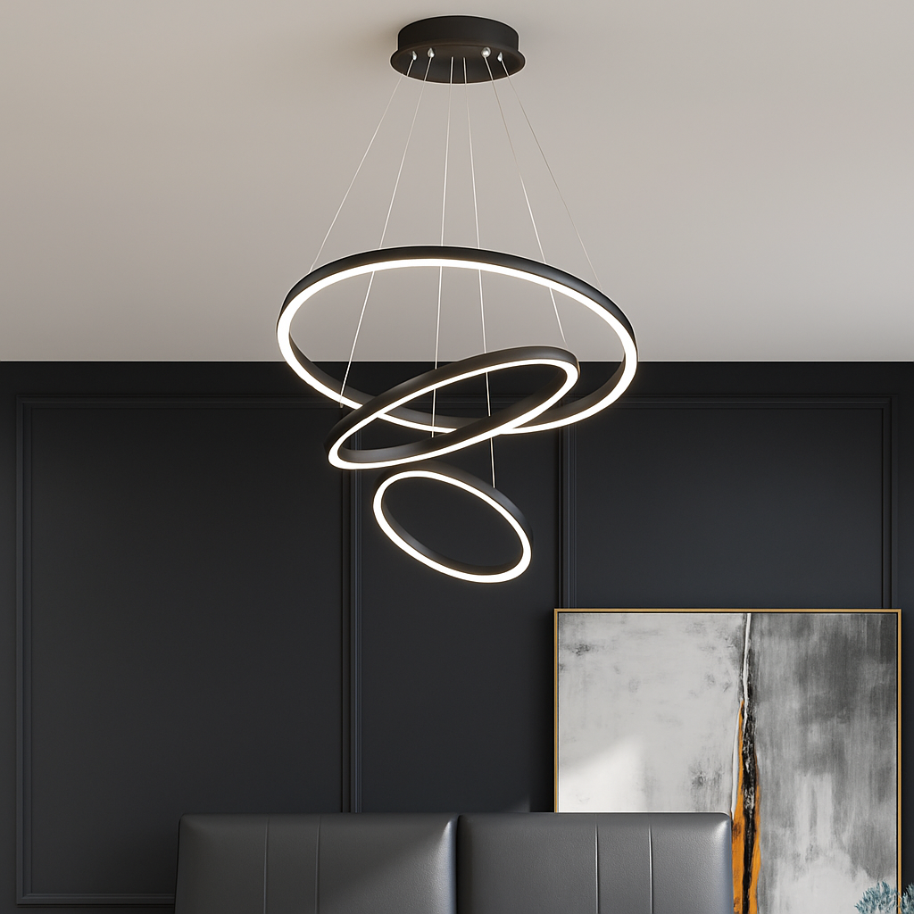 Lustre — Moderne à anneaux ronds en LED pour décoration intérieure
